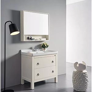 White bath vanity cabinet