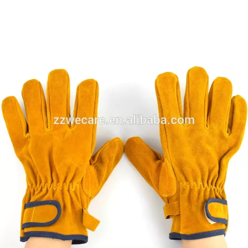 Double Palm Anti Abrasion Welding Working Rigger Cow Leather Safety Work Labor Gloves 